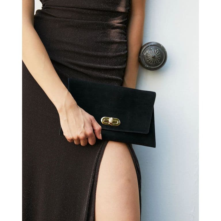 Clutch Amalia Gamuza Negro Negro TALLA UNICA