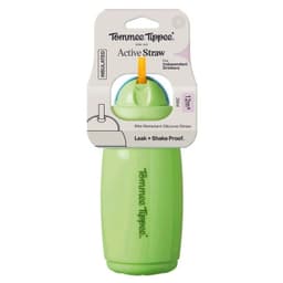 Vaso termico con bombilla de silicona 266ml Active Straw 12 meses+ verde