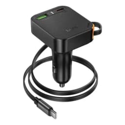 Cargador De Auto Usb + Usb C Con Cable Retractil Pd 65w