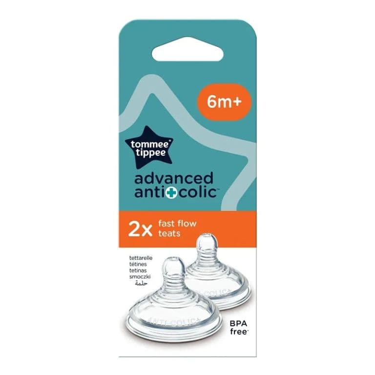 Repuesto tetina de silicona mamadera AdvanceAnticolic 2 unidades flujo rapido 6 meses+ TommeeTippee