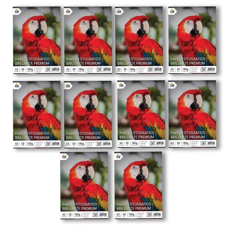 Pack 10 Papel Foto Brillante A3 - 500 Hojas 5760 Dpi Luxury