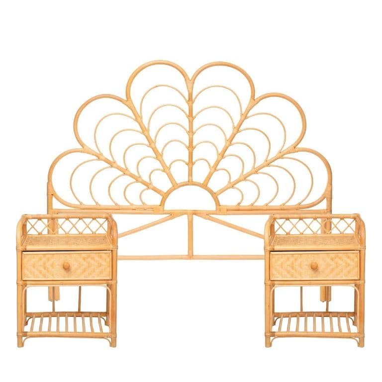 Set Respaldo 2 Plazas + Veladores Bambu Ratan