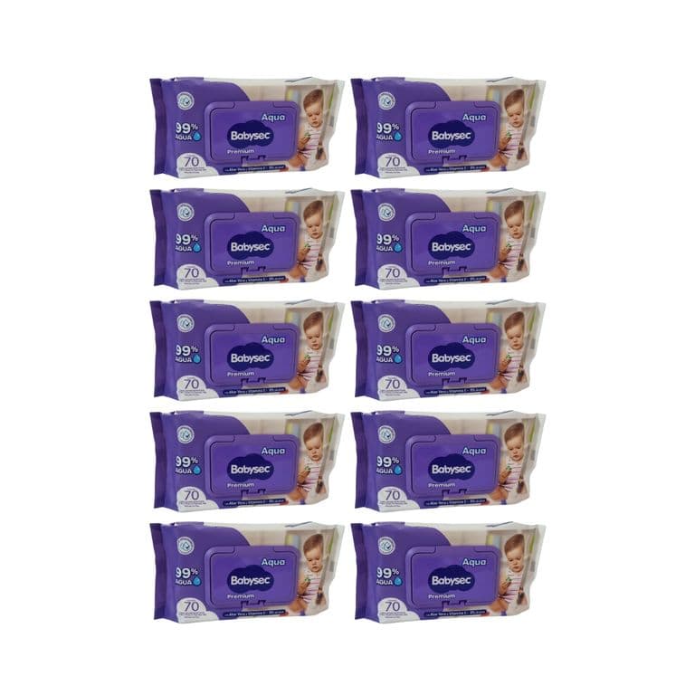 Pack 10 Toallitas Humedas Hipoalergenicas Aloe Vera 70 Unidades c/u ,700 Toallitas,