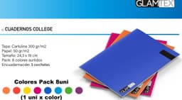 Cuaderno Glamtex College 100h Croquis Liso Colors 8u