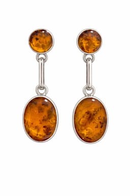 Aros Ambar Ovalado Plata 950 Tornillo Mariposa Colgantes Mujer Elegantes Piedra Ambar