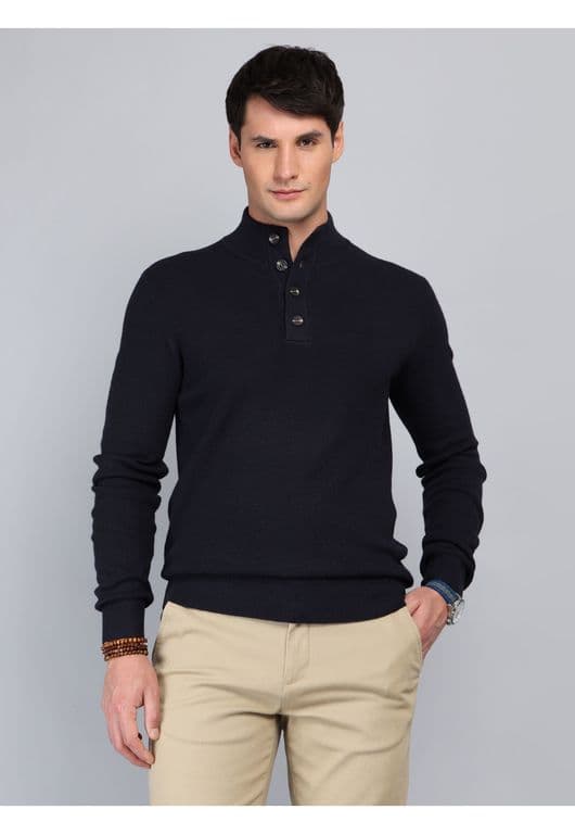 Sweater Cuello Alto Regular fit Azul Marino Azul Marino S