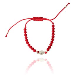 Pulsera Medalla Virgen De Los Rayos Plata Fina 925 Cristal Cordon Rojo Rojo TALLA UNICA