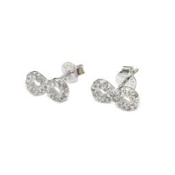 Aros Infinito Circon Mini Plata Fina 925 Plateado TALLA UNICA