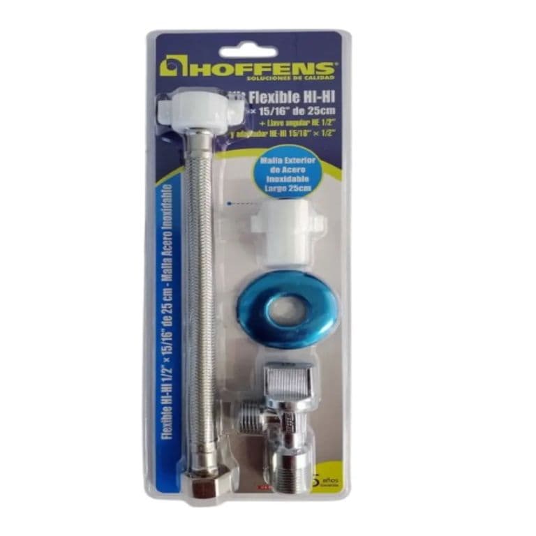 Llave Angular Laton + Flexible Acero Inoxidable 25cm