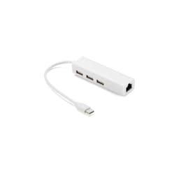 Adaptador USB-C Con Hub 3 Puerto Ethernet RJ45 Blanco