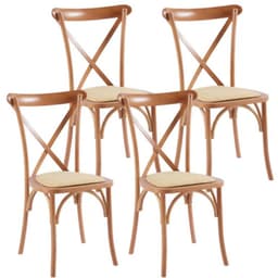 Pack 4 Silla Crossback Madera & Rattan - Natural Madera clara