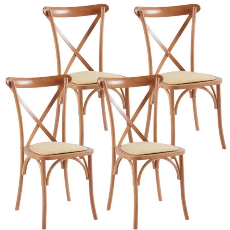 Pack 4 Silla Crossback Madera & Rattan - Natural Madera clara