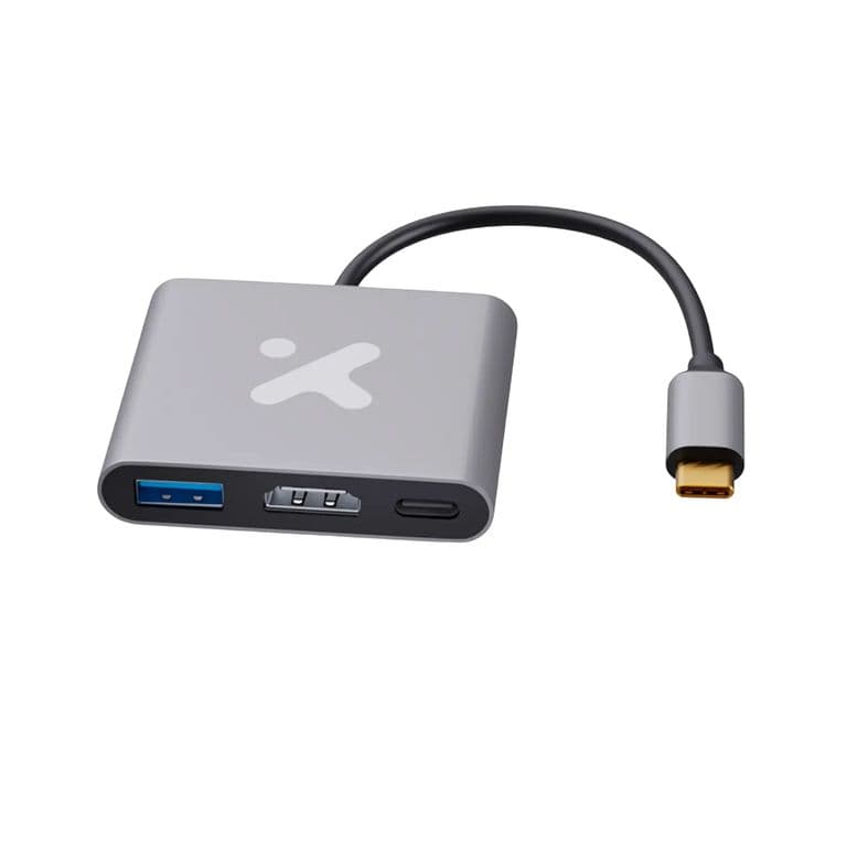 XTC-566, Adaptador USB-C 3 en 1, HDMI 4K 30 Hz, USB-A 5 Gbps, PD 60 W