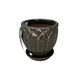 Maceta Forest 37 Verde Musgo con plato