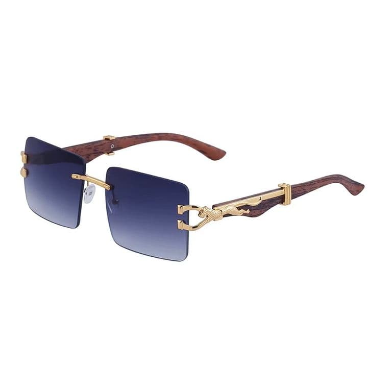 Lentes de Sol Rectangulares Unisex Fanel UV400 Marco Dorado y Lente Azul Degradado Metal TALLA UNICA