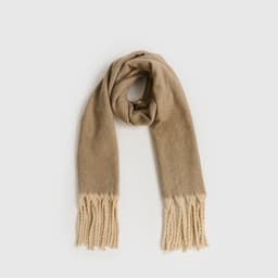 Maxi Bufanda Bicolor Flecos Alto Invierno Beige TALLA UNICA