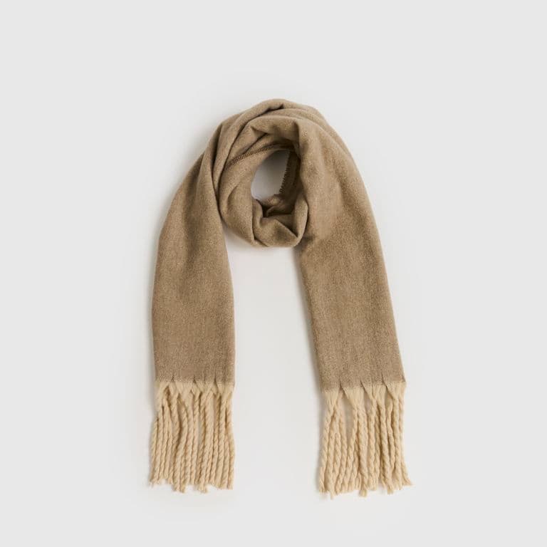 Maxi Bufanda Bicolor Flecos Alto Invierno Beige TALLA UNICA
