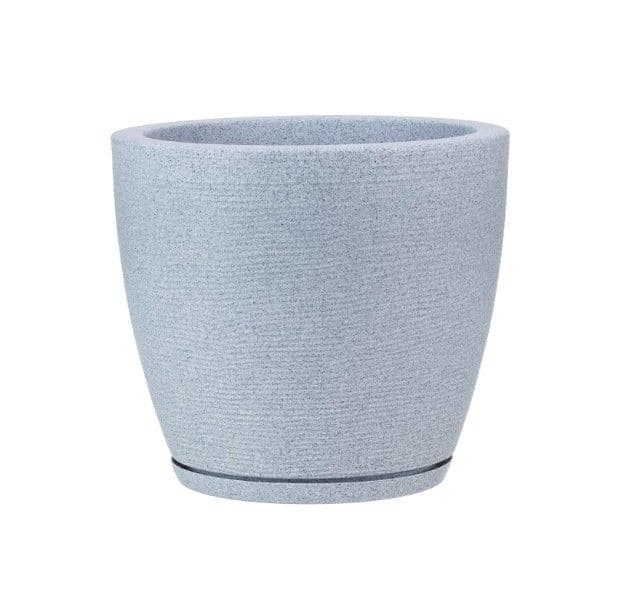 MACETERO GRIS CLARO AMSTERDAM 28CM ALTO CON PLATO