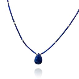 Collar Gota Mostacillas Lapislazuli Plata Fina 925 Azul TALLA UNICA