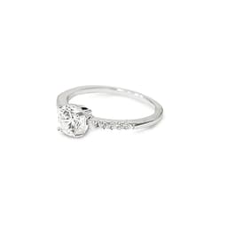Anillo Solitario Redondo Medio Cintillo Plata Fina 925 Plateado 17