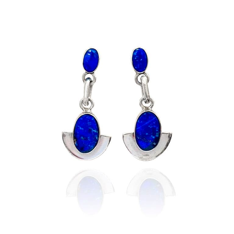 Aros Lapislazuli Ovalado Colgante Plata Fina 950 Plateado TALLA UNICA