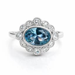 Anillo Agua Marina Ovalado Plata 925 Celeste 11