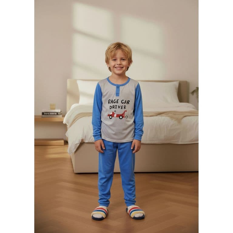 Pijama Nino Verano Manga Larga Disenos Colores 0442 Gris 6