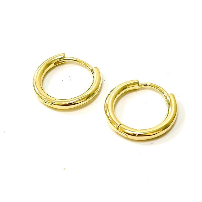 Aros Argollas Bisagra 15mm Enchapado Oro 18K Dorado TALLA UNICA