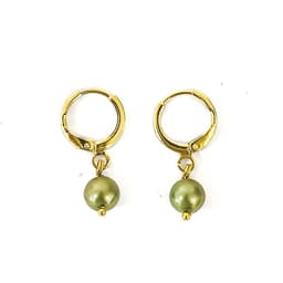 Aros Argolla Shellpearl Verde 6mm Enchapado Oro 18K Dorado TALLA UNICA