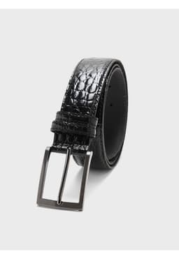 Cinturon Cuero Texturado Negro Negro 100