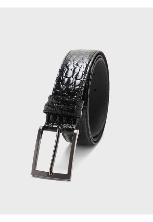 Cinturon Cuero Texturado Negro Negro 100