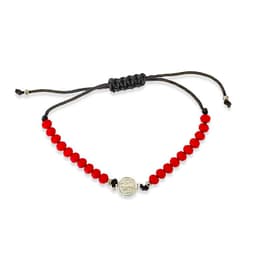 Pulsera Medalla San Benito Plata Fina 925 Cristal Cordon Negro Negro TALLA UNICA