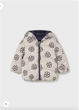 Chaqueta acolchada reversible flores Azul Marino 4 ANOS