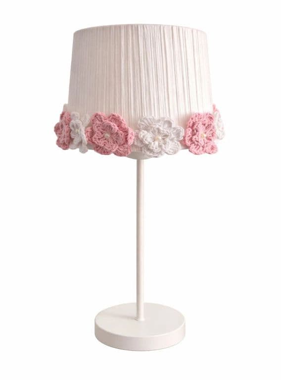 Lampara Infantil Mesa - Linea Corona de Flores base Blanca