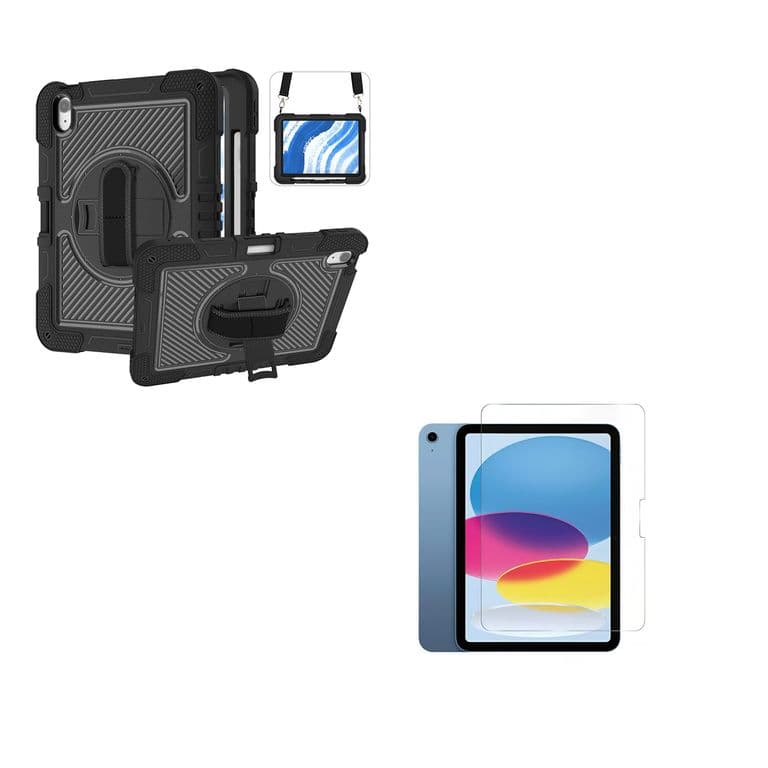Funda Armadura 360 lamina Vidrio Compatible Con iPad Air 11 M4 2026 Negro