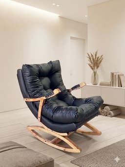 SILLA MECEDORA COQUETTE CON APOYA BRAZO NEGRO ECOCUERO Negro