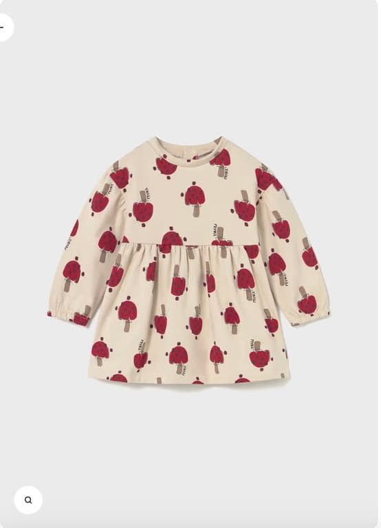 Vestido franela con carda, largo a la rodilla, falda amplia para mayor comodidad. Rojo 4 ANOS