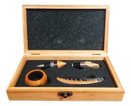 Set Deluxe Vino 4 Accesorios Bambu Ecologico