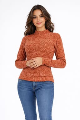 Polera Cuello Alto Acana. Terracota Terracota S