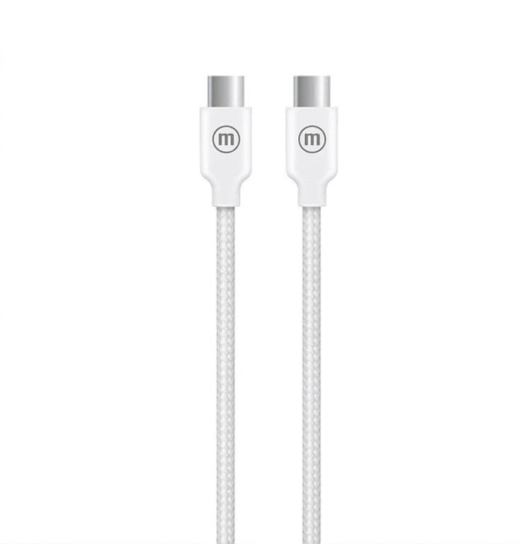 Cable Trenzado USB C a USB C 2 Metros Carga Rapida Blanco