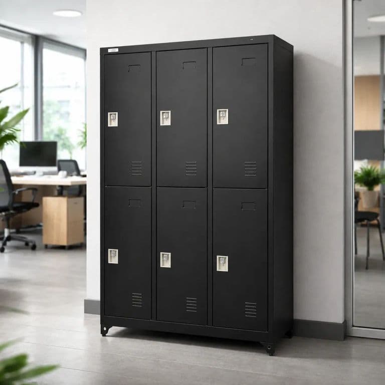 Locker 3 Cuerpos 6 Casilleros 183x90x40cm Color Negro