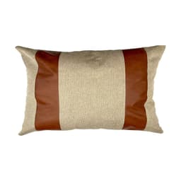 Funda Cojin Decorativo Diseno Lino Cafe Ecocuero 60x40