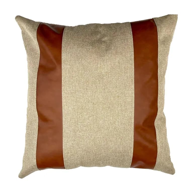 Cojin Decorativo Diseno Lino Cafe Ecocuero 45x45 Relleno