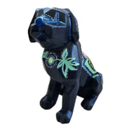 Perro decorativo de ceramica 26cm azul