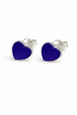 Aros Lapislazuli Corazon Plata 950 Tornillo Mariposa Mujer Elegantes Piedra Azul