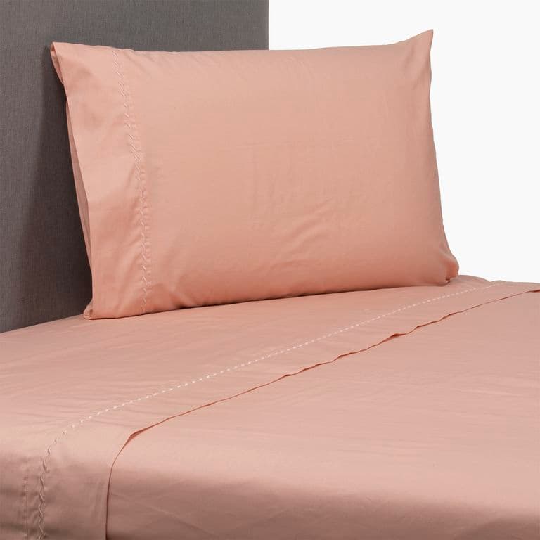 JUEGO DE SABANAS 100% ALGODON 200 HILOS ROSADO LISAS 1.5P Rosado 1,5 PLAZAS