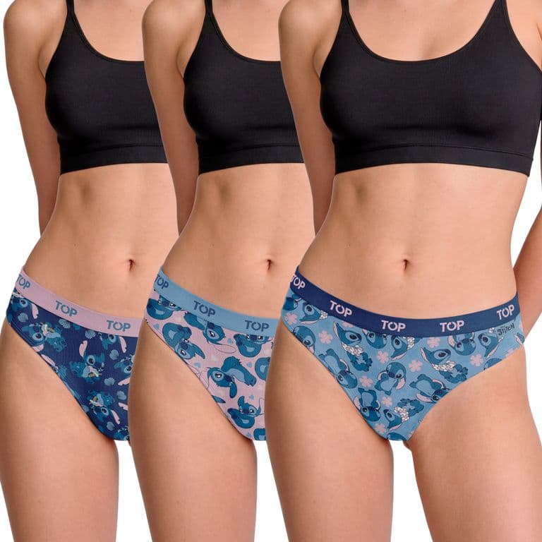 Calzon Bikini Algodon Pack 3 Stitch C5 Multicolor XS