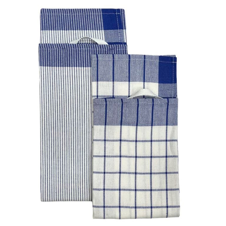 SET DE 3 PANOS DE COCINA TEJIDO 100%ALGODON AZUL