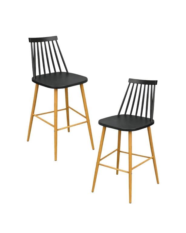 Pack 2 Taburetes de Bar 65 cm Royal Estilo Nordico Negro