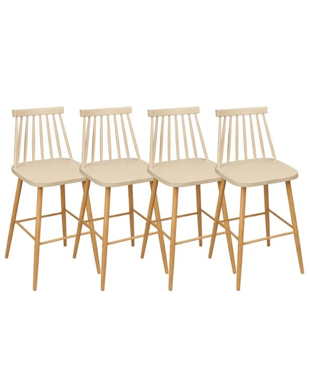 Pack 4 Taburetes de Bar 65 cm Royal Estilo Nordico Beige